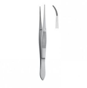 Forceps dissecting Iris serrated less curved 100mm — Surgery dental instrument by Falcon Medical