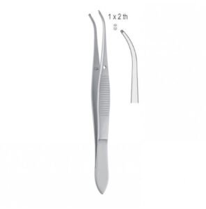 Forceps tissue Iris 1x2th less curved 100mm — Surgery dental instrument by Falcon Medical