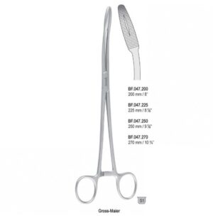 Forceps dressing Gross-Maier with ratchet curved 200mm