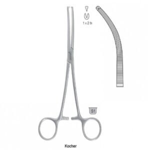 Forceps artery Kocher 1x2th curved 145mm — Surgery dental instrument by Falcon Medical