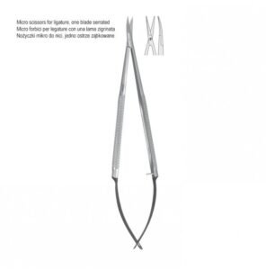 Micro scissors round handle curved serrated 180mm — Micro Instruments dental instrument by Falcon Medical