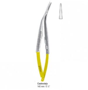 Falcon-Grip Needle holder Castroviejo angled 140mm TC smooth