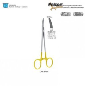 Falcon-Grip Needle holder Crile-Wood curved 150mm TC — Surgery dental instrument by Falcon Medical