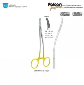 Falcon-Grip Needle holder Crile-Wood S-Shape 150mm TC — Surgery dental instrument by Falcon Medical