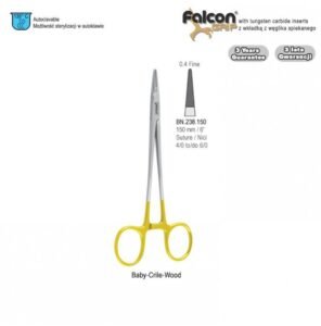 Falcon-Grip Needle holder Baby-Crile-Wood 150mm TC — Surgery dental instrument by Falcon Medical