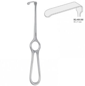 Retractor Kocher-Langenbeck 55x11mm, 215mm — Surgery dental instrument by Falcon Medical