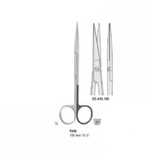 Scissors Kelly str. 160mm one blade serrated — Surgery dental instrument by Falcon Medical