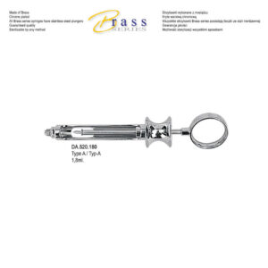 Brass Series Syringe manual aspirating type A 1.8ml. metric