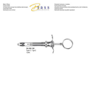 Brass Series Syringe manual aspirating type C 1.8ml. metric