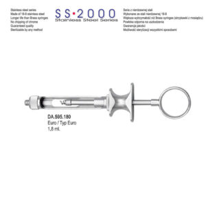 SS-2000 Syringe manual aspirating Euro 1.8ml. metric