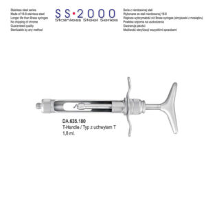 SS-2000 Syringe manual aspirating T-handle 1.8ml. metric