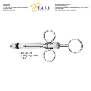 Brass Series Syringe manual aspirating 3-ring 1.8ml. metric
