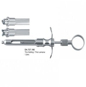 Brass=Series Syringe manual aspirating Trio folding 1.8ml. metric — Anesthesia dental instrument by Falcon Medical