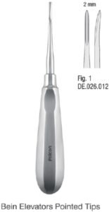 Elevator Bein Thumb-Grip handle 2mm fig. 1 curved — Extraction dental instrument by Falcon Medical