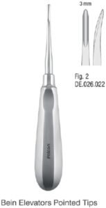 Elevator Bein Thumb-Grip handle 3mm fig. 2 curved — Extraction dental instrument by Falcon Medical