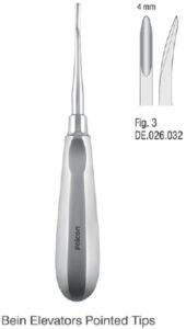 Elevator Bein Thumb-Grip handle 4mm fig. 3 curved — Extraction dental instrument by Falcon Medical