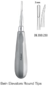 Elevator Bein Thumb-Grip handle curved 3mm — Extraction dental instrument by Falcon Medical