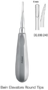 Elevator Bein Thumb-Grip handle curved 4mm — Extraction dental instrument by Falcon Medical