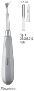 Elevator Flohr Thumb-Grip handle straight fig. 1 — Extraction dental instrument by Falcon Medical