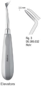 Elevator Flohr Thumb-Grip handle right fig. 3 — Extraction dental instrument by Falcon Medical
