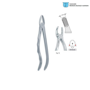 Extracting forceps with anatomical handle fig. 19