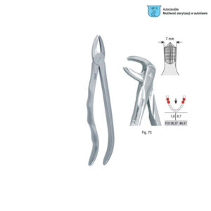 Extracting forceps with anatomical handle fig. 73