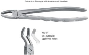 Extraction forceps with anatomical handle fig. 67