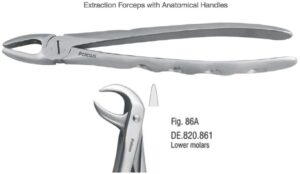 Extraction forceps with anatomical handle fig. 86A