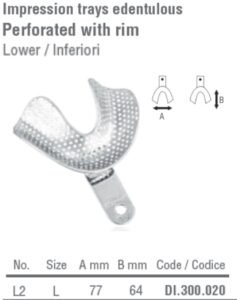 Impression tray edentulous perforated lower fig.2, size L — Impression dental instrument by Falcon Medical