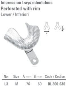 Impression tray edentulous perforated lower fig.3, size M — Impression dental instrument by Falcon Medical