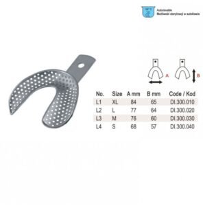 Impression tray edentulous perforated lower fig.4, size S — Impression dental instrument by Falcon Medical