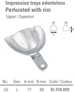 Impression tray edentulous perforated upper fig. 2, size L — Impression dental instrument by Falcon Medical