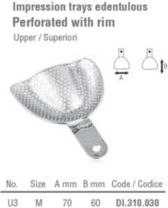 Impression tray edentulous perforated upper fig. 3, size M — Impression dental instrument by Falcon Medical