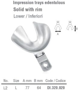 Impression tray edentulous solid lower fig.2, size L — Impression dental instrument by Falcon Medical