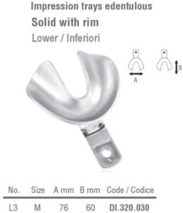Impression tray edentulous solid lower fig.3, size M — Impression dental instrument by Falcon Medical