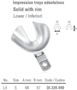 Impression tray edentulous solid lower fig.4, size S — Impression dental instrument by Falcon Medical