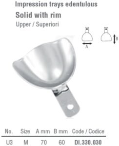 Impression tray edentulous solid upper fig. 3, size M — Impression dental instrument by Falcon Medical