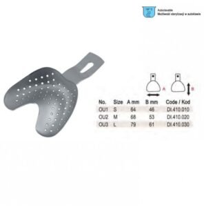 Impression tray edentulous Ehricke pattern perforated upper fig. OU 3 — Impression dental instrument by Falcon Medical