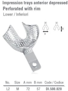 Impression tray anterior depressed perforated lower fig. 2, size M — Impression dental instrument by Falcon Medical