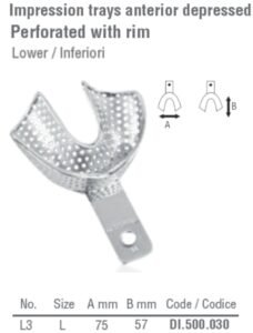 Impression tray anterior depressed perforated lower fig. 3, size L — Impression dental instrument by Falcon Medical