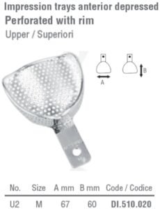 Impression tray anterior depressed perforated upper fig. 2, size M — Impression dental instrument by Falcon Medical