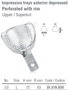 Impression tray anterior depressed perforated upper fig. 3, size L — Impression dental instrument by Falcon Medical