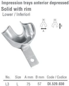 Impression tray anterior depressed solid lower fig. 3, size L — Impression dental instrument by Falcon Medical