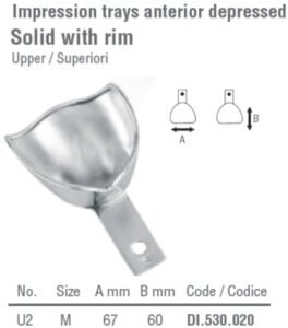 Impression tray anterior depressed solid upper fig. 2, size M — Impression dental instrument by Falcon Medical