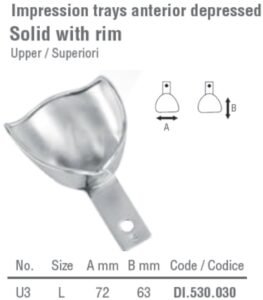 Impression tray anterior depressed solid upper fig. 3, size L — Impression dental instrument by Falcon Medical