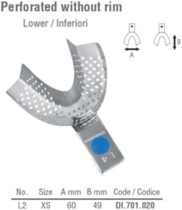 ID-Color Impression tray regular perforated lower fig. 2, size XS — Impression dental instrument by Falcon Medical