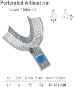 ID-Color Impression tray regular perforated lower fig. 3, size S — Impression dental instrument by Falcon Medical