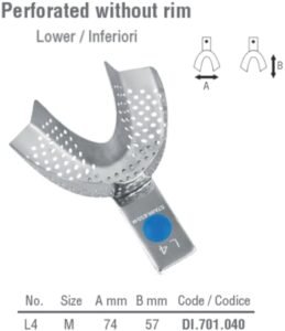 ID-Color Impression tray regular perforated lower fig. 4, size M — Impression dental instrument by Falcon Medical