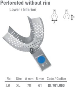 ID-Color Impression tray regular perforated lower fig. 6, size XL — Impression dental instrument by Falcon Medical