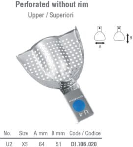 ID-Color Impression tray regular perforated upper fig. 2, size XS — Impression dental instrument by Falcon Medical